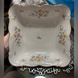 Vintage Edelstein Bavaria Maria Theresia Queen Rose Pattern Square Serving Bowl